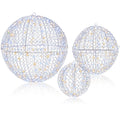 3 Pcs Lighted Christmas Balls Large Standing/Hanging Metal Sphere Lights with 435 LEDs
