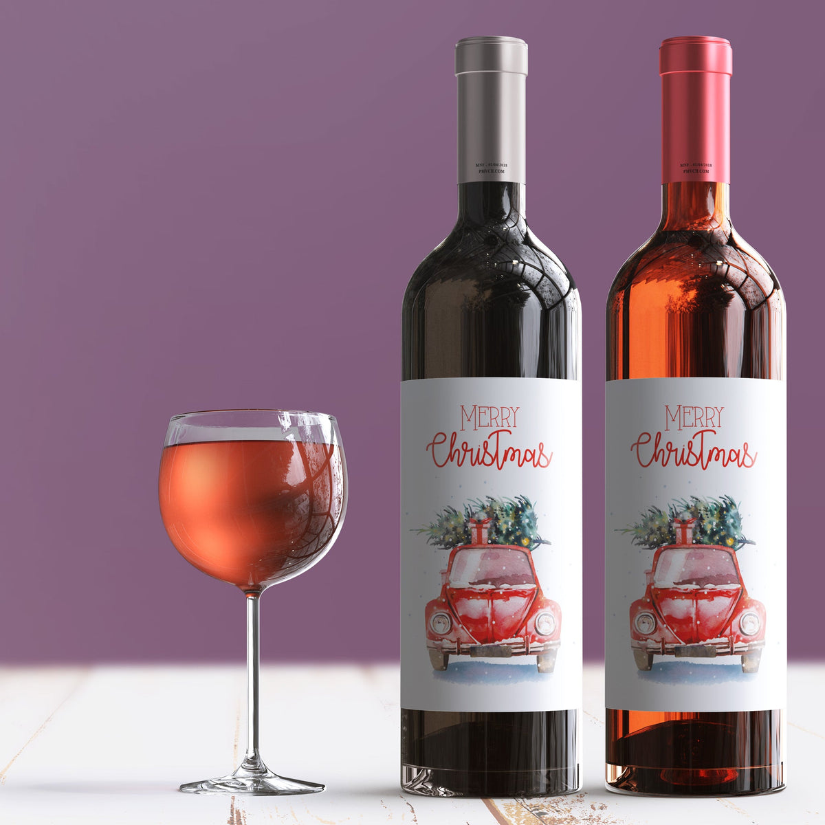 Vintage Truck Merry Christmas Wine Labels, Pack of 4