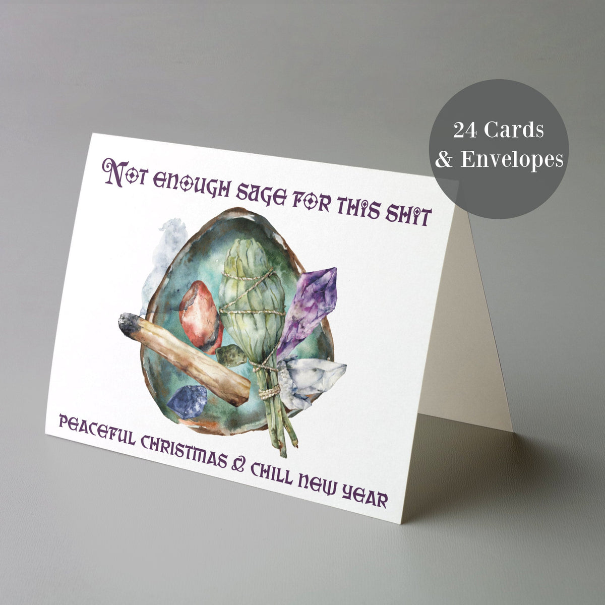 Funny Christmas and New Year Greeting Cards, Set of 24