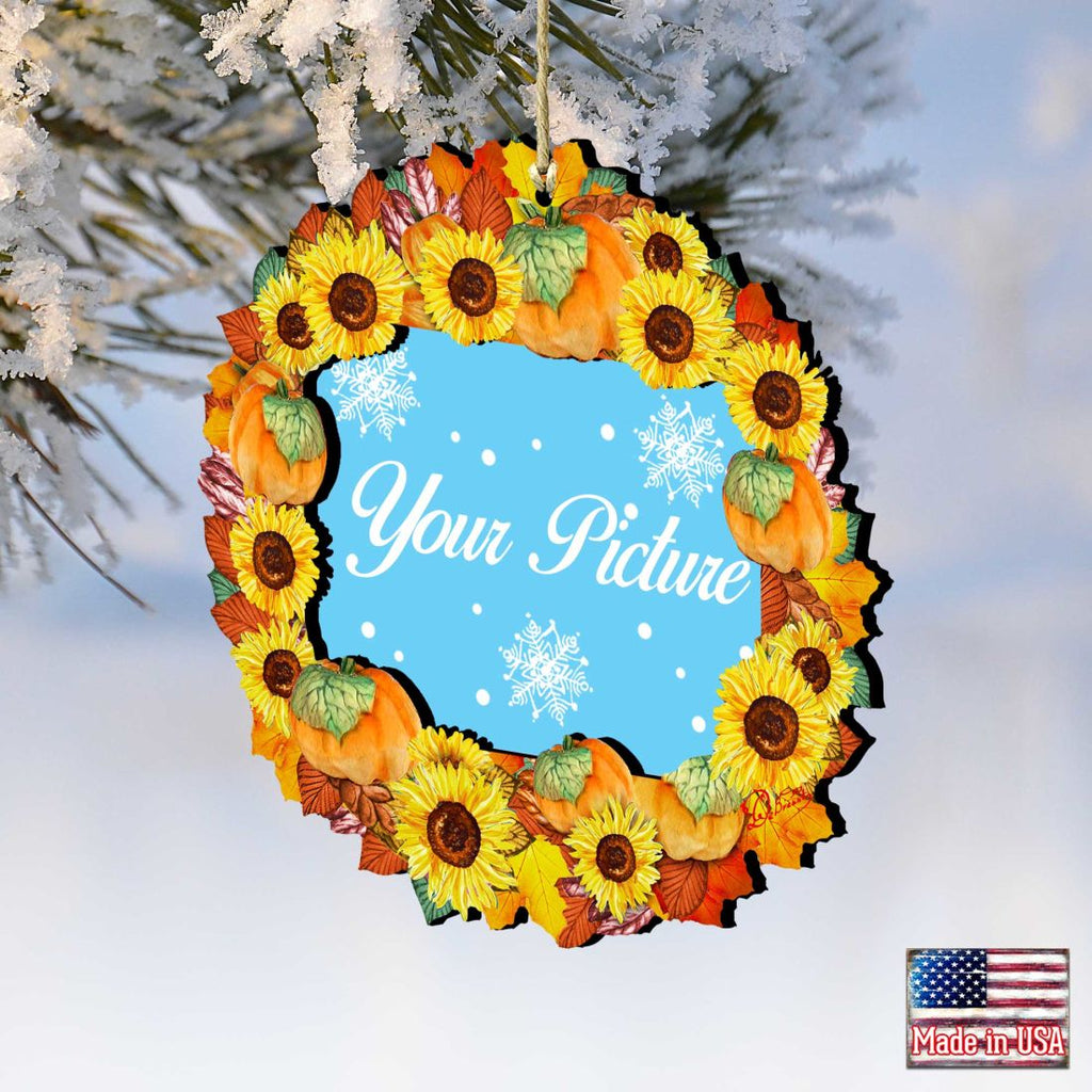 Flower Fall Thanksgiving Wreath Picture Ornaments - Ornament for Photo - Thanksgiving Halloween Decor - 8185305PF