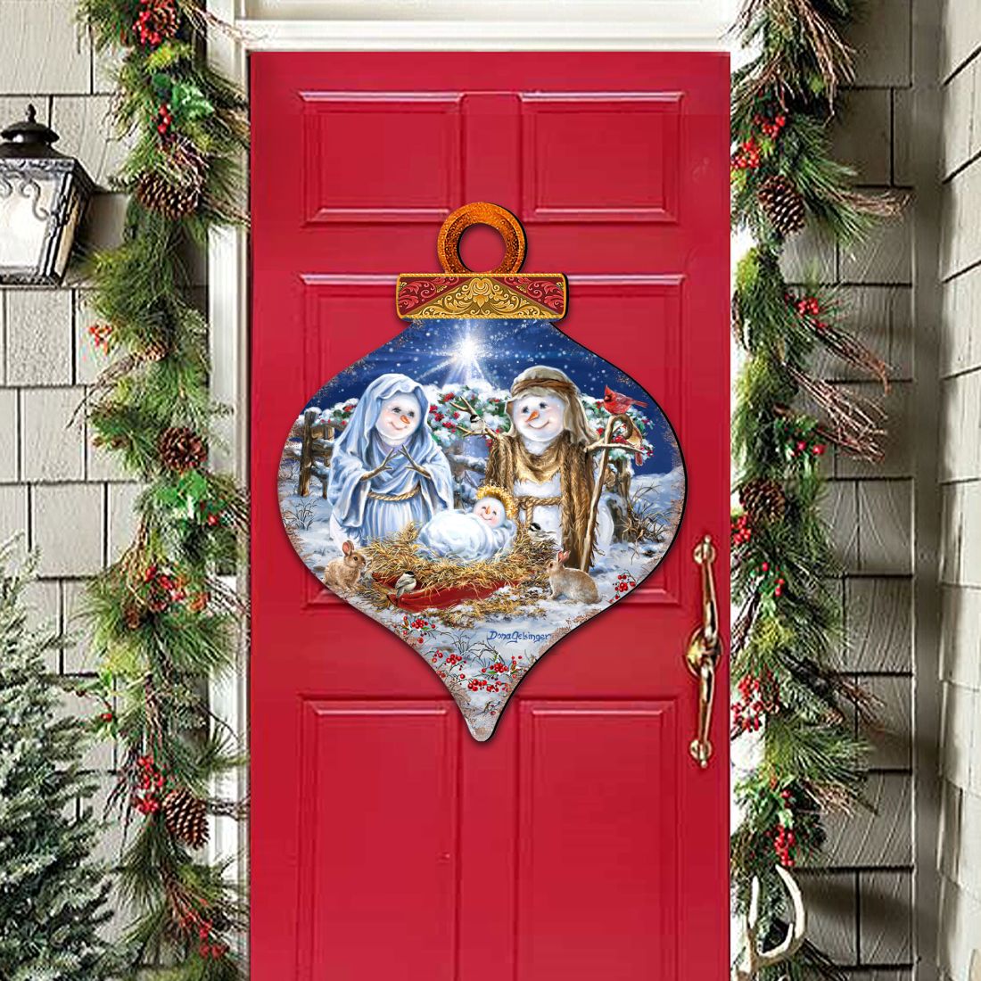 Snow Family Nativity Door Decor by D. Gelsinger - Christmas Santa Snowman Decor - 8031153H-DG