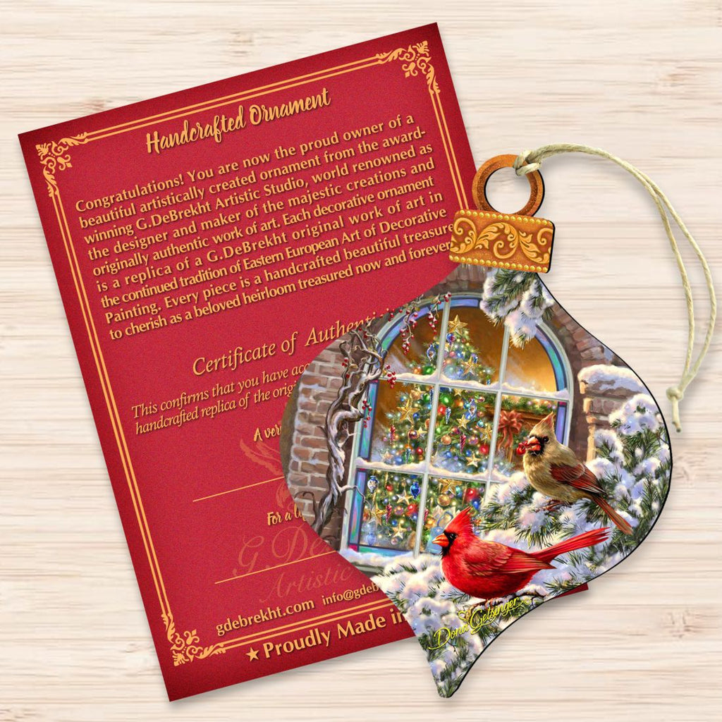 Winter House Cardinals Wooden Ornaments by Gelsinger - Christmas Decor - 8031110-1318