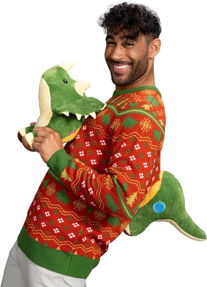 3D Dinosaur Triceritops Detacheable Stuffed Animal Funny Knitted