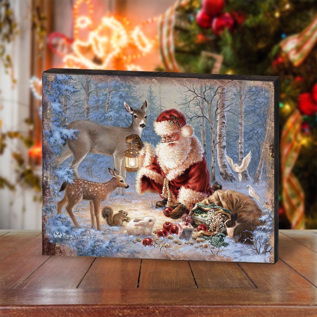 Abundance of Joy Art Wooden Wall Art by D Gelsinger - Christmas Santa and Snowman Decor - 95601B-0104