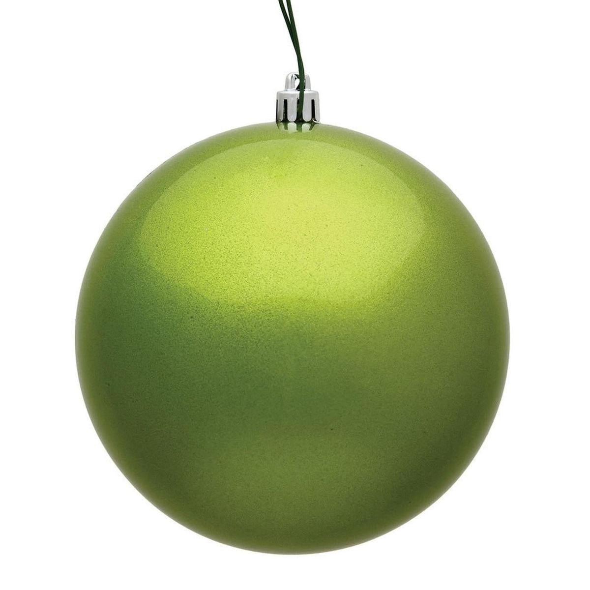 4" Candy Lime Green Ball Christmas Tree Ornament (6 pack)