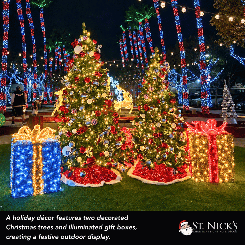 7.5FT Pre-Decorated Commercial PVC Christmas Tree with Red, White & Silver Ornaments