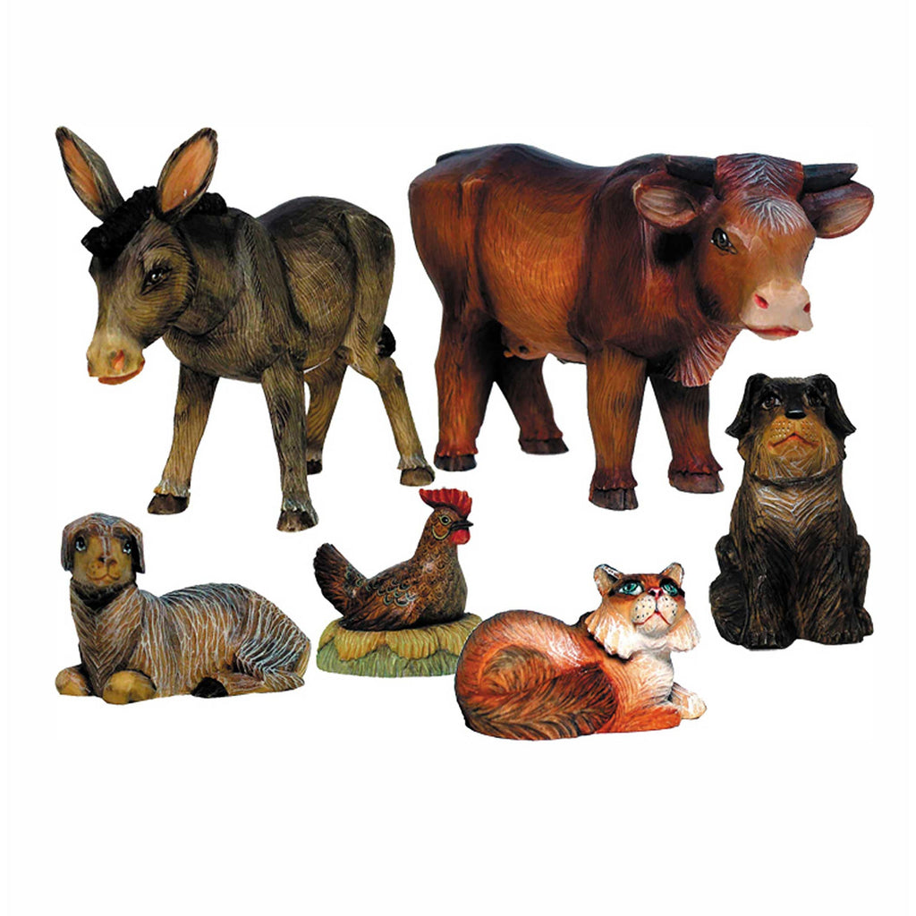 Nativity Animals Handcrafted Christmas Figurine Set of 6 by G. DeBrekht - Christmas Santa Snowman Decor - 52624-B6