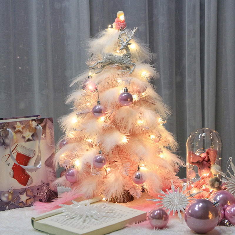 Pink Feather Desktop Christmas Tree Ornament