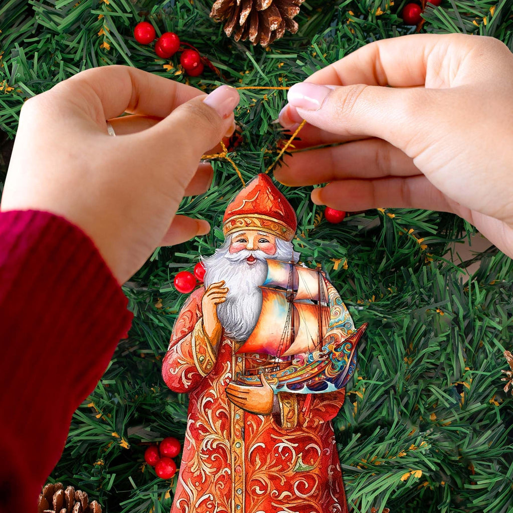 Holiday Cruise with Santa Wooden Ornaments by G. Debrekht - Christmas Santa Snowman Decor - 8691408