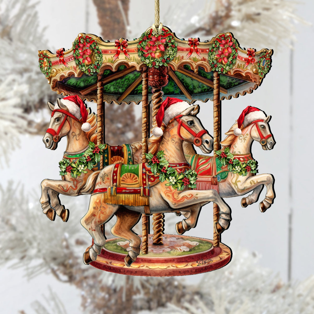 Christmas Carousel Wooden Ornaments by G. Debrekht Christmas Decor - 8611030