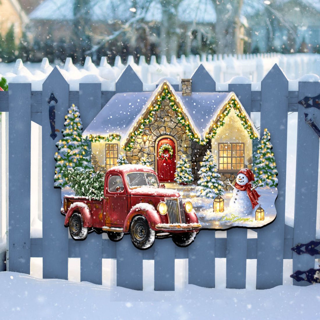 Christmas Light Lane with Truck Door Decor by D. Gelsinger - Christmas Santa Snowman Decor - 8461039H-1926