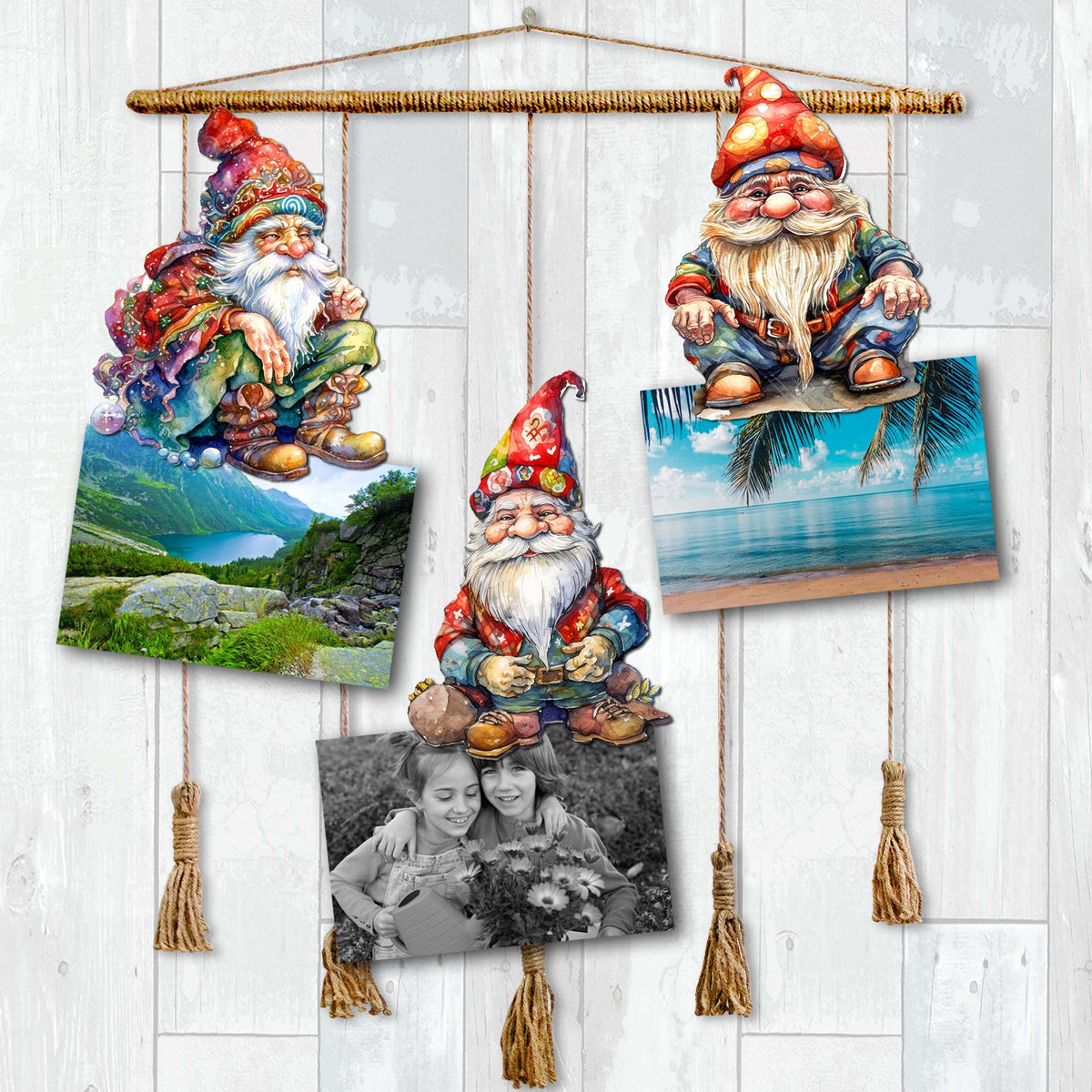 Christmas Gnomes Clip-On Eco Wood Decorative Ornaments Set of 3 by G. Debrekht - Christmas Decor - 8091031C-S3
