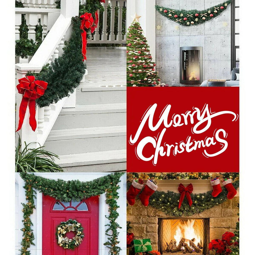 Green Rattan Christmas Garland With Light