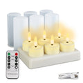 6Pack Rechargeable Tea Lights With Charging Base Flameless Flickering LED Candles with Timer Remote Control for Halloween Christmas Wedding Party