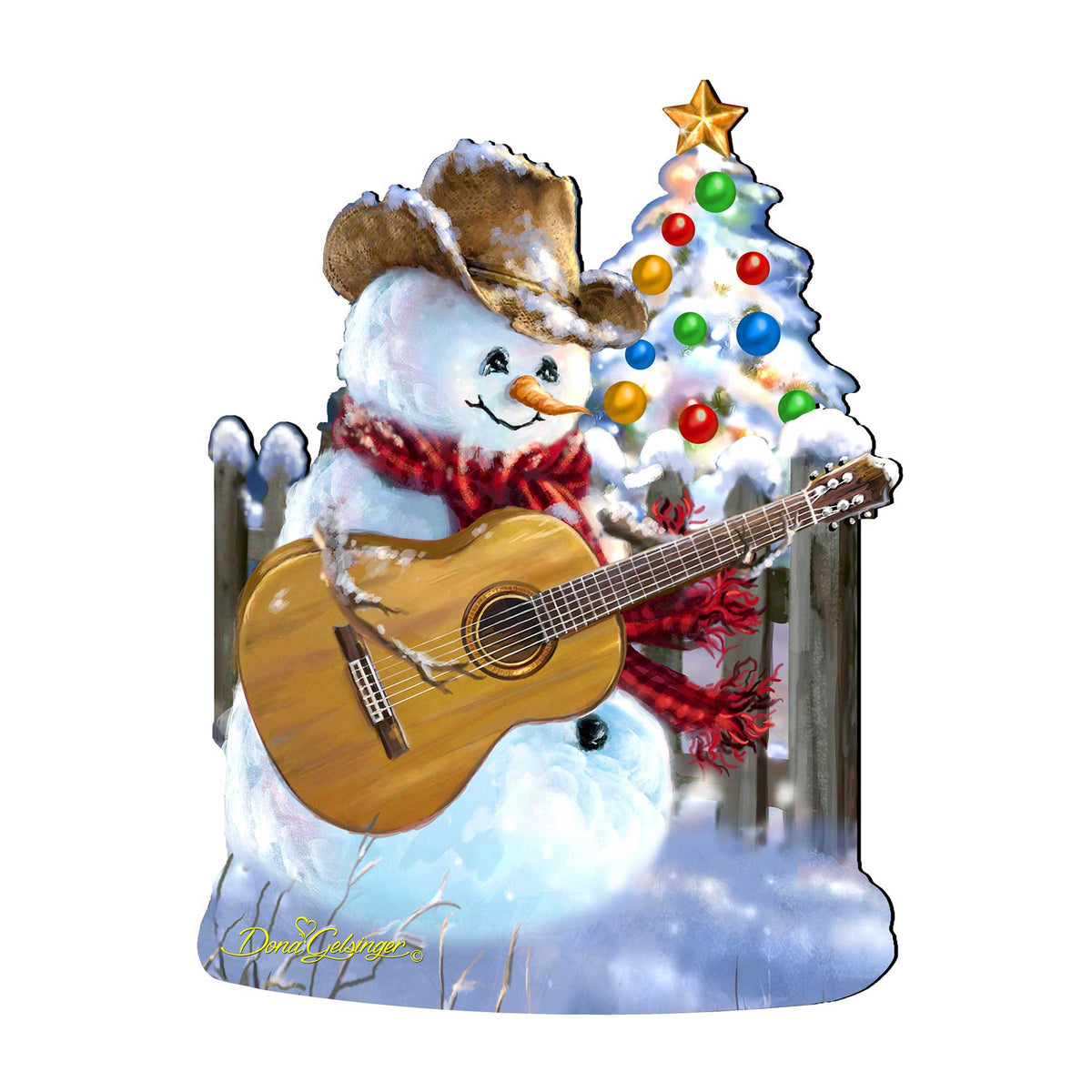 Guitar Rocker Snowman Christmas Door Decor by D. Gelsinger - Christmas Santa Snowman Decor - 8121120H-1531