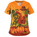Christmas clothing printed shirt V-neck short-sleeved t-shirt women