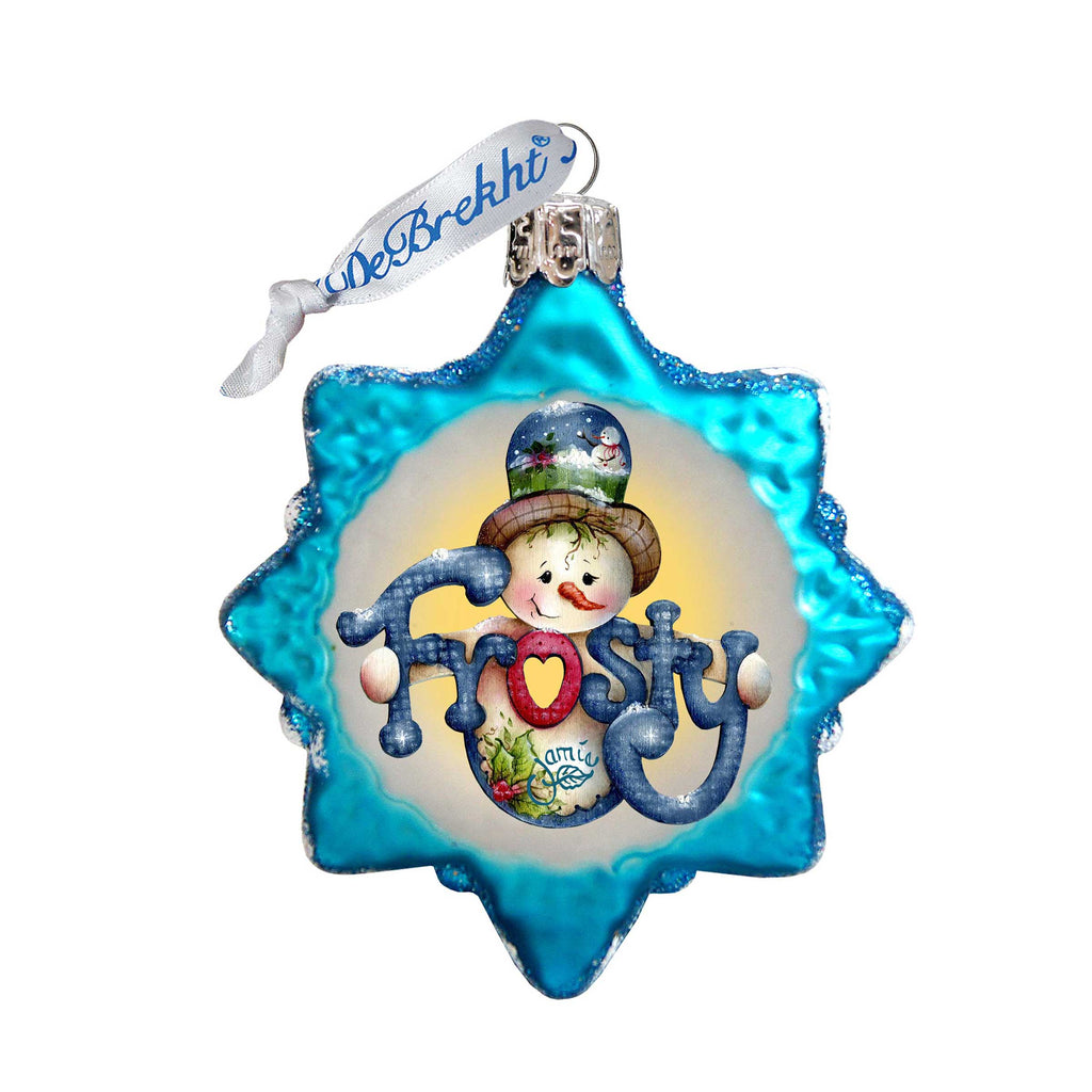 Frosty Mercury Glass Ornament by Jamie Mills-Price - Christmas Santa Snowman Decor - 778202-7505