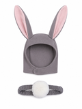 Gray Bunny Bonnet and Bunny Tail Set