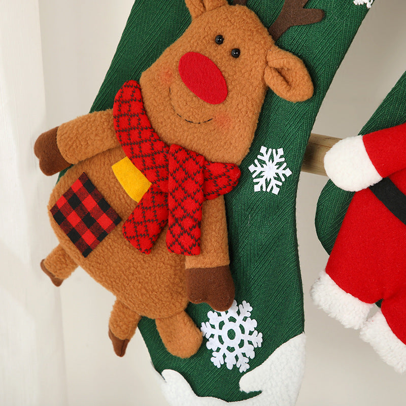 Christmas Day Decoration Cartoon Old Man Elk Snowman Window Decoration Cute Home Christmas Style Gift Bag Hanging Socks