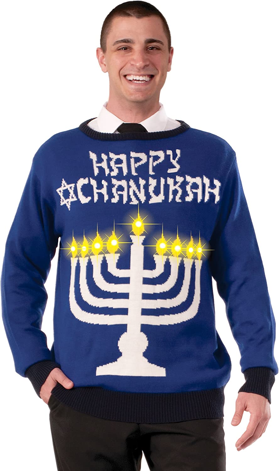 Chanukah Light Up Hanukkah Ugly Christmas Sweater Holiday Festive Large