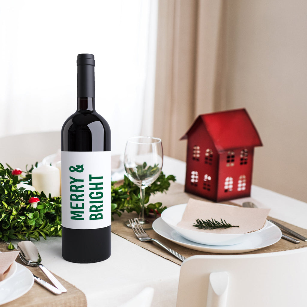 Funny Christmas Survival Wine Labels, Pack of 4
