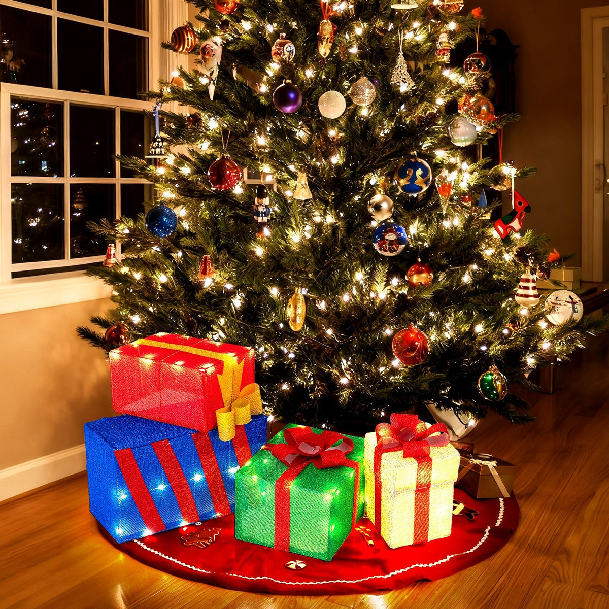 4 Ft Stackable Gift Boxes Set of 4 Stacked Christmas Present Boxes