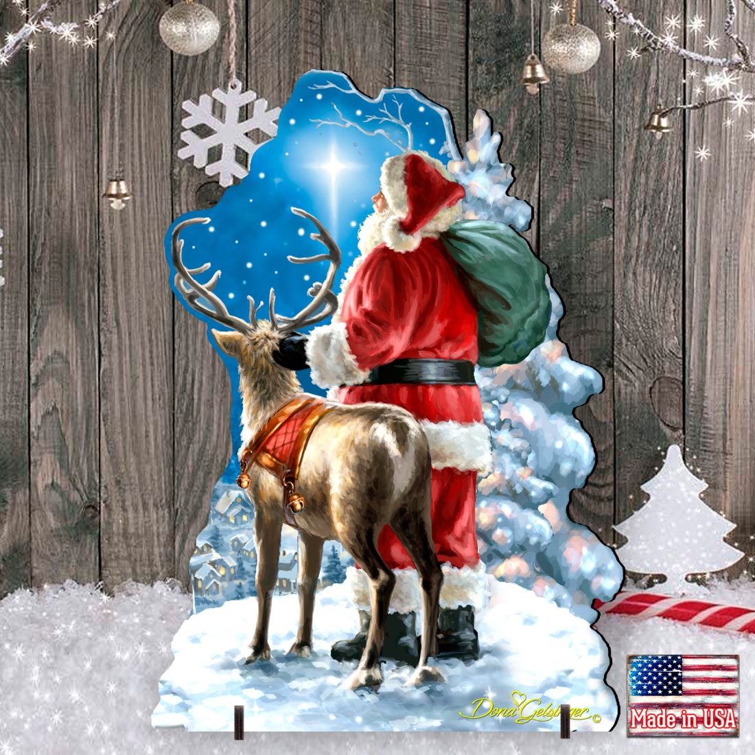 Starry Night Santa Christmas Outdoor Decor by D. Gelsinger - Christmas Santa Snowman Decor - 8461020F-1713