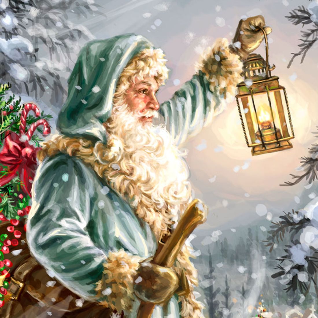Saint Nicholas Wooden Wall Art by D. Gelsinger - Christmas Santa Snowman Decor - 95679B-DG