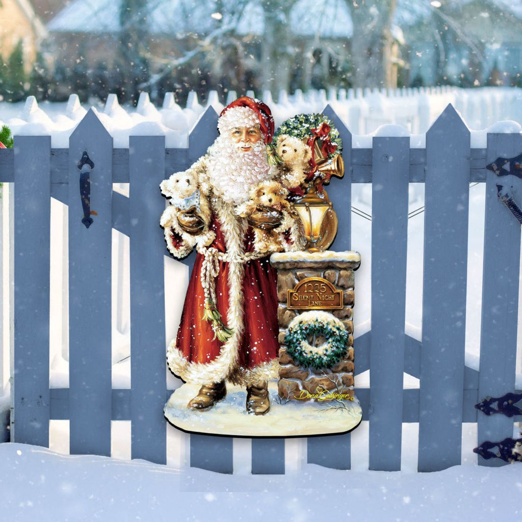 Silent Night Santa Christmas Door Decor by D. Gelsinger - Christmas Santa Snowman Decor - 8461013H-1315
