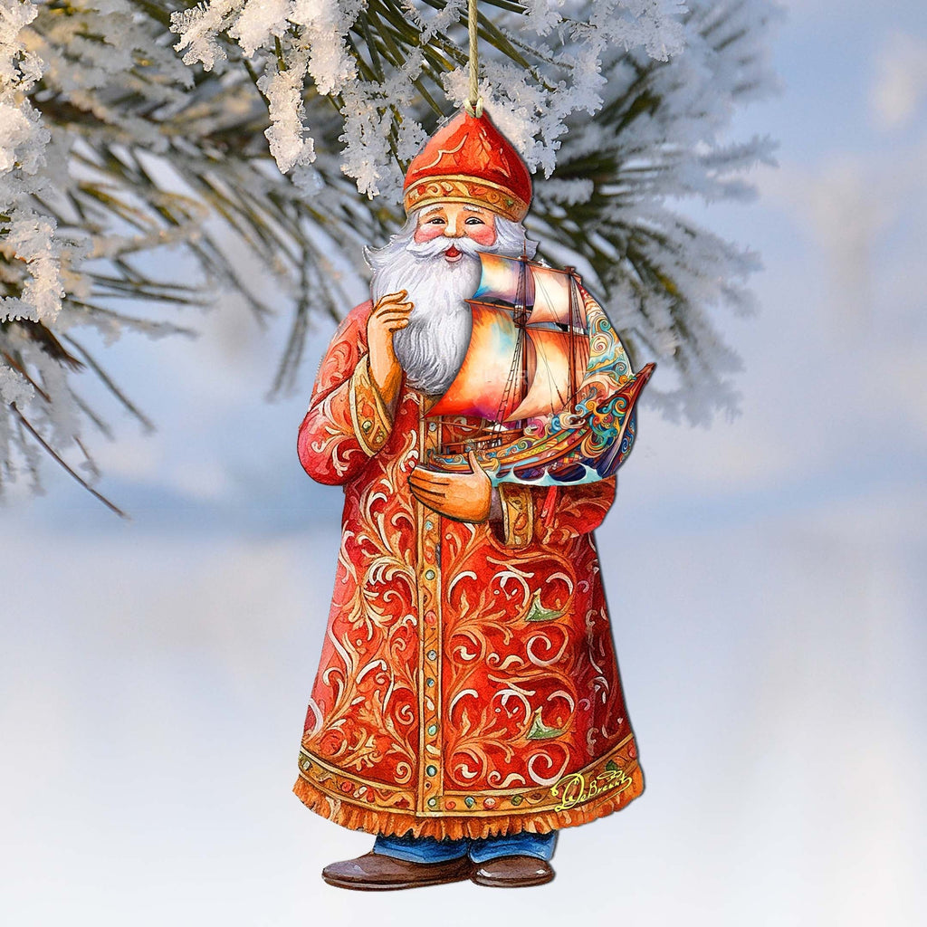 Holiday Cruise with Santa Wooden Ornaments by G. Debrekht - Christmas Santa Snowman Decor - 8691408