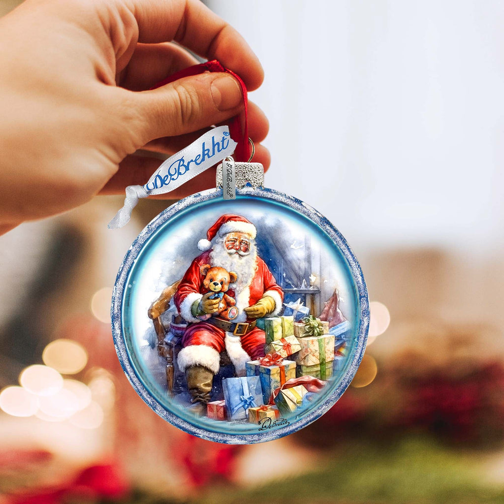 Santa Ball Glass Ornament by G. Debrekht - Christmas Santa Snowman Décor - 73563C