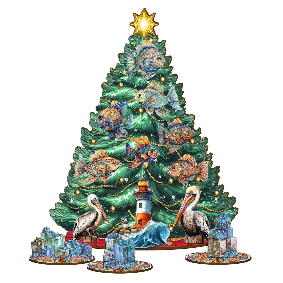 Coastal Christmas Tree Eco Wood Set by G.DeBrekht Christmas Decor - 8091514