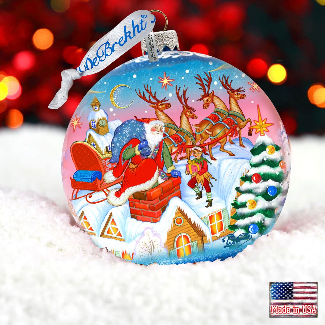 Special Delivery Ball Glass Ornament Limited Edition by G. DeBrekht - Christmas Santa Snowman Decor - 73845