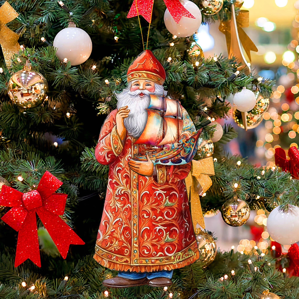 Holiday Cruise with Santa Wooden Ornaments by G. Debrekht - Christmas Santa Snowman Decor - 8691408