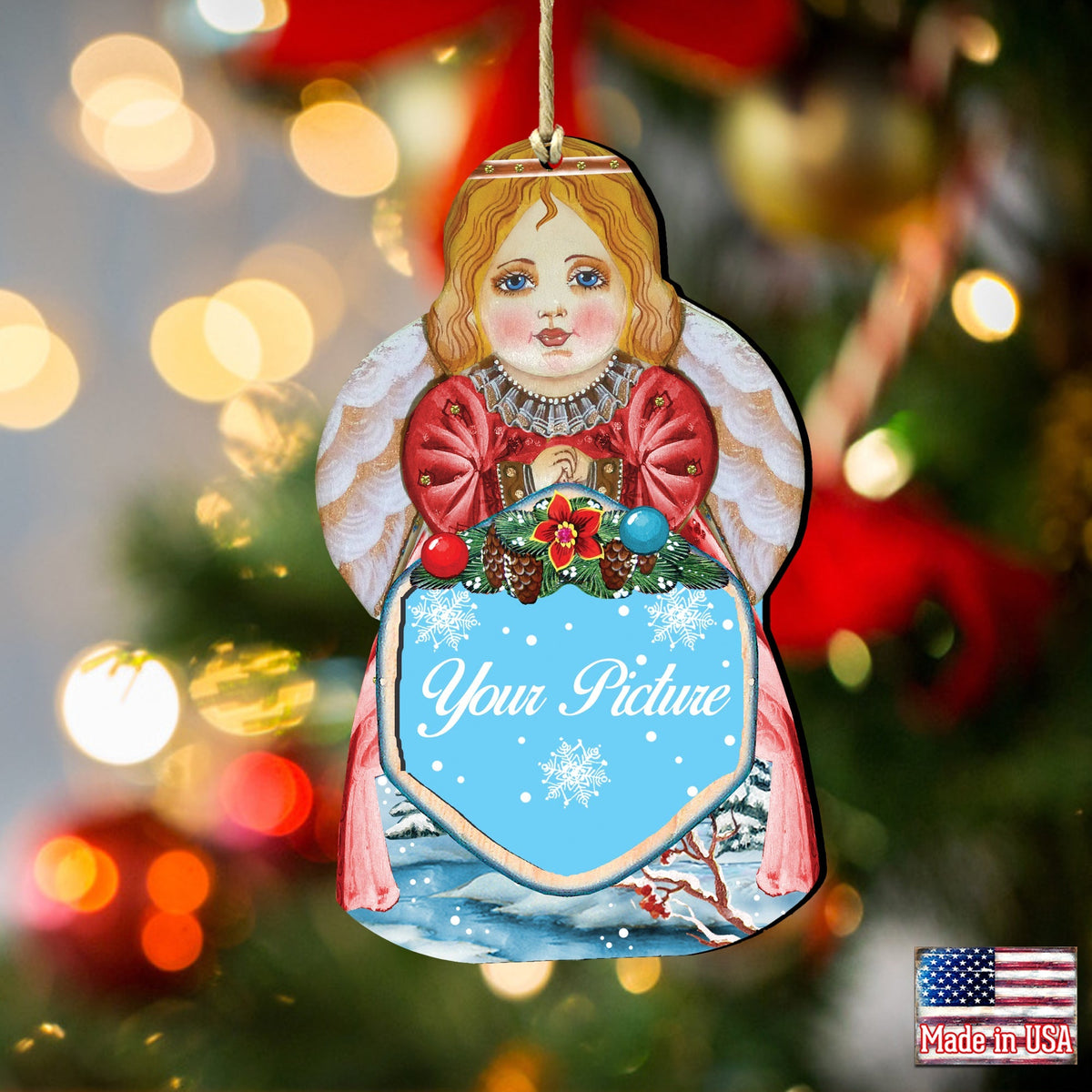 Christmas Angel Picture Frame Ornaments - Ornament for Photo - Nativity Holiday Decor - 8121010PF