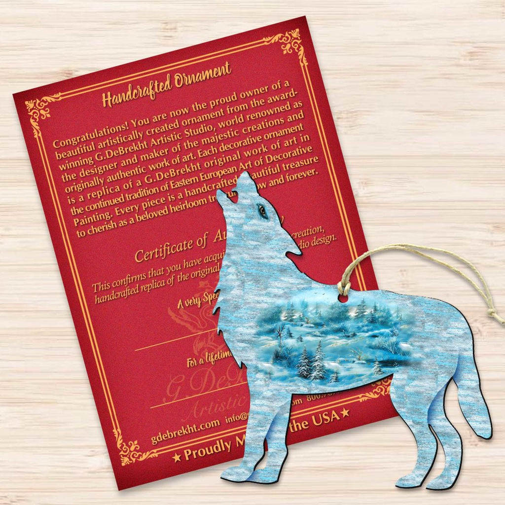 Winter Wolves Christmas Wooden Ornaments by G. DeBrekht - Wildlife Holiday Decor - 8198227