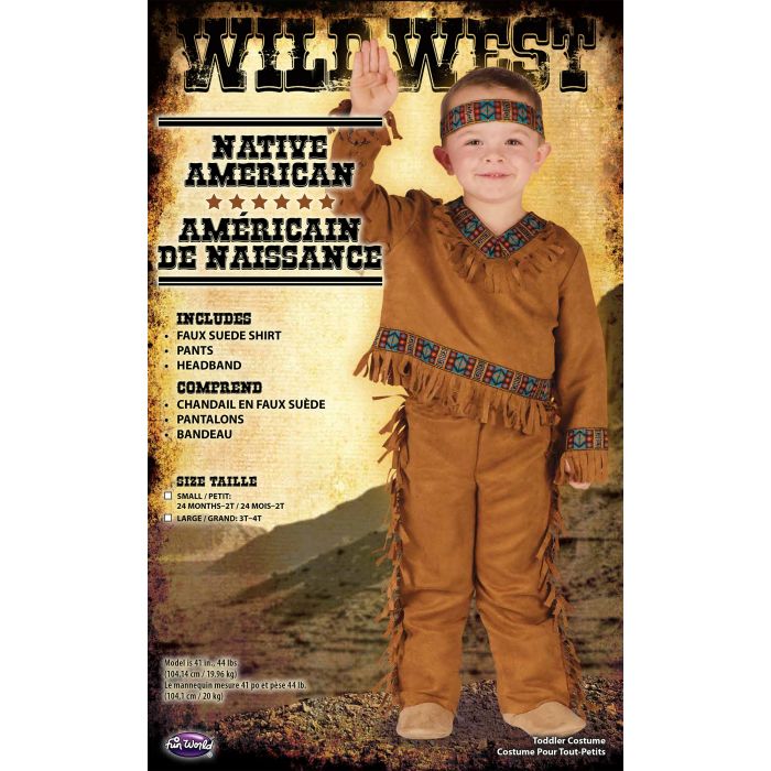Native American Indian Toddler Costume Size Small 2T