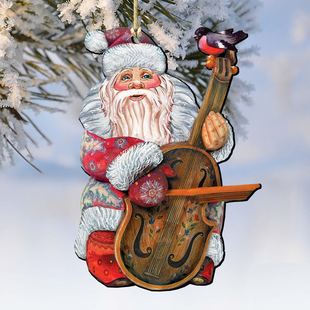 Violin Santa Christmas Wooden Ornaments by G. DeBrekht - Christmas Santa Snowman Decor - 8116210