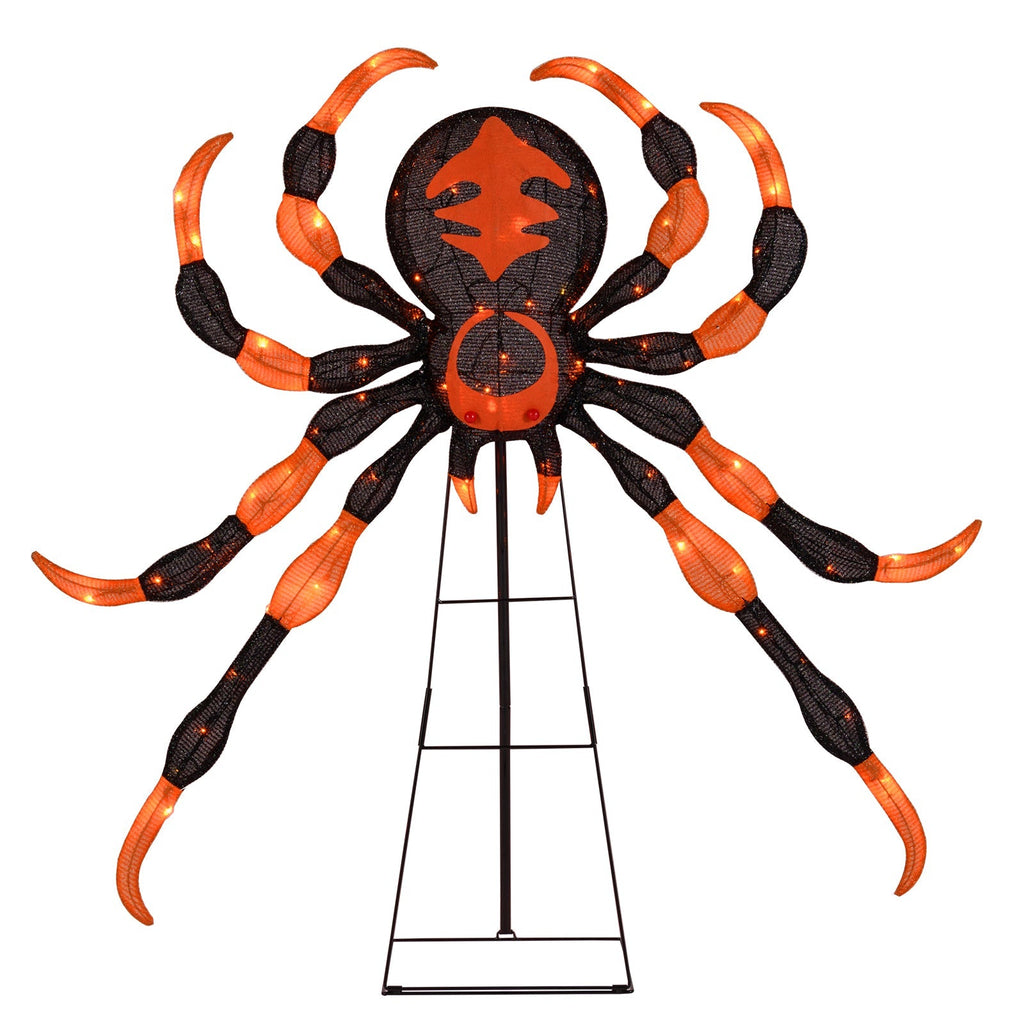 52 Inch Halloween Spider Decoration with 16 Flickering Warm White LEDs