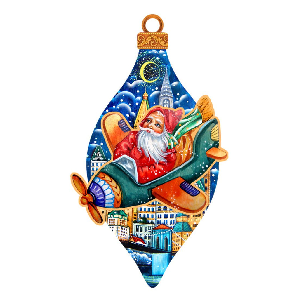 Air Plainer Santa Christmas Wooden Ornaments by G. DeBrekht - Christmas Santa Snowman Decor - 8112170