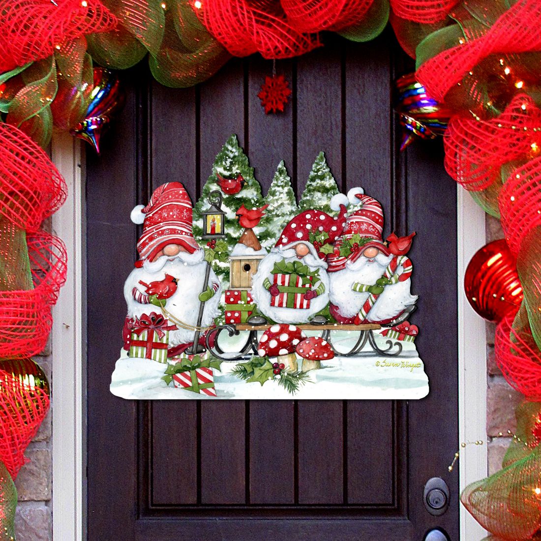 Christmas Gnome Holiday Door Decoration by Susan Winget - Christmas Decor - 8471109H-SW