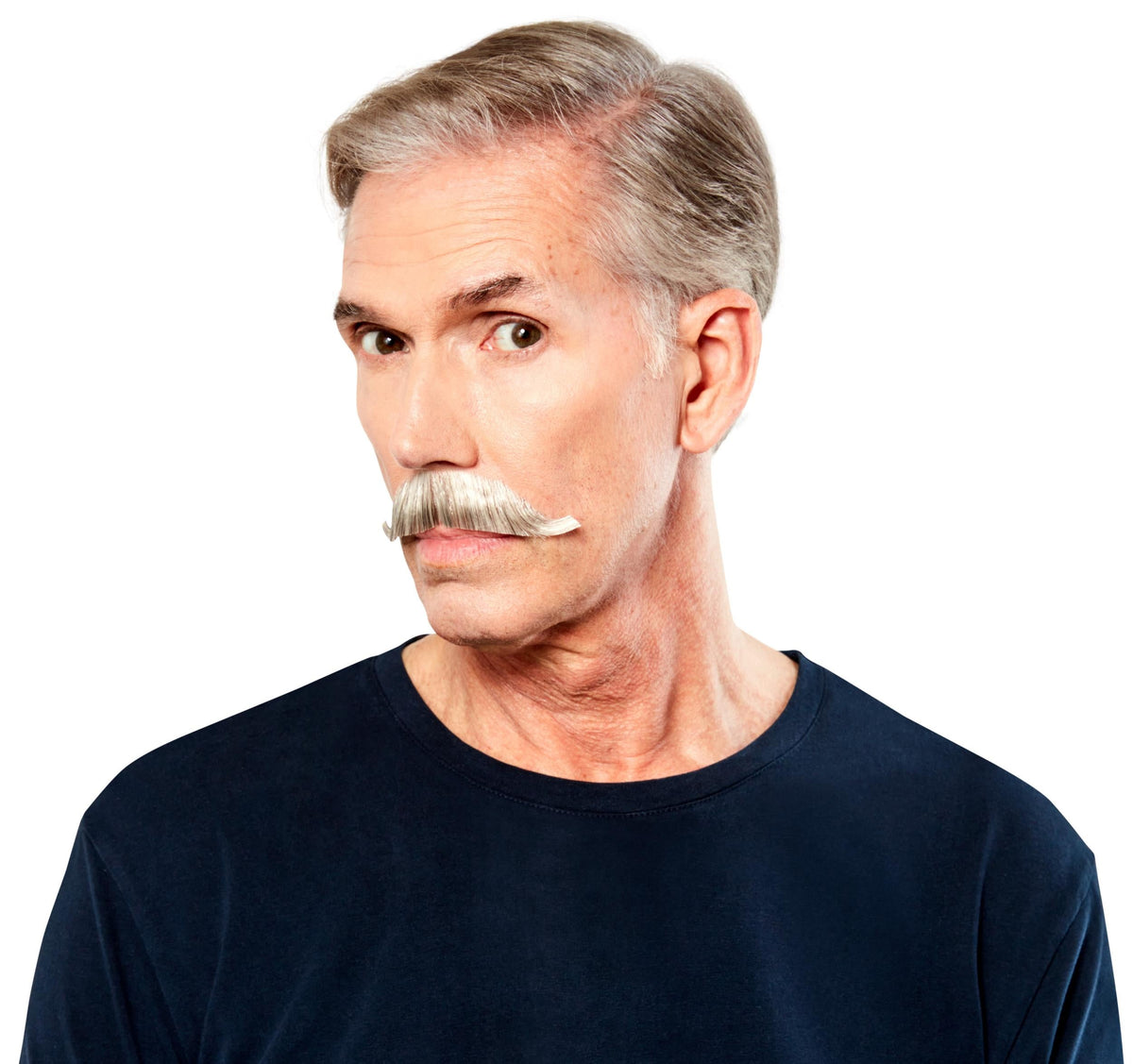 Light Gray 100% Human Hair European Character Elegant Handlebar Mustache 2012