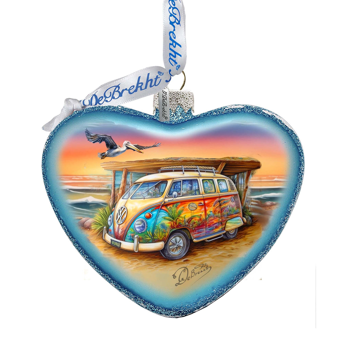 Coastal Truck Heart Glass Ornament by G. Debrekht - Christmas Decor - 753-091