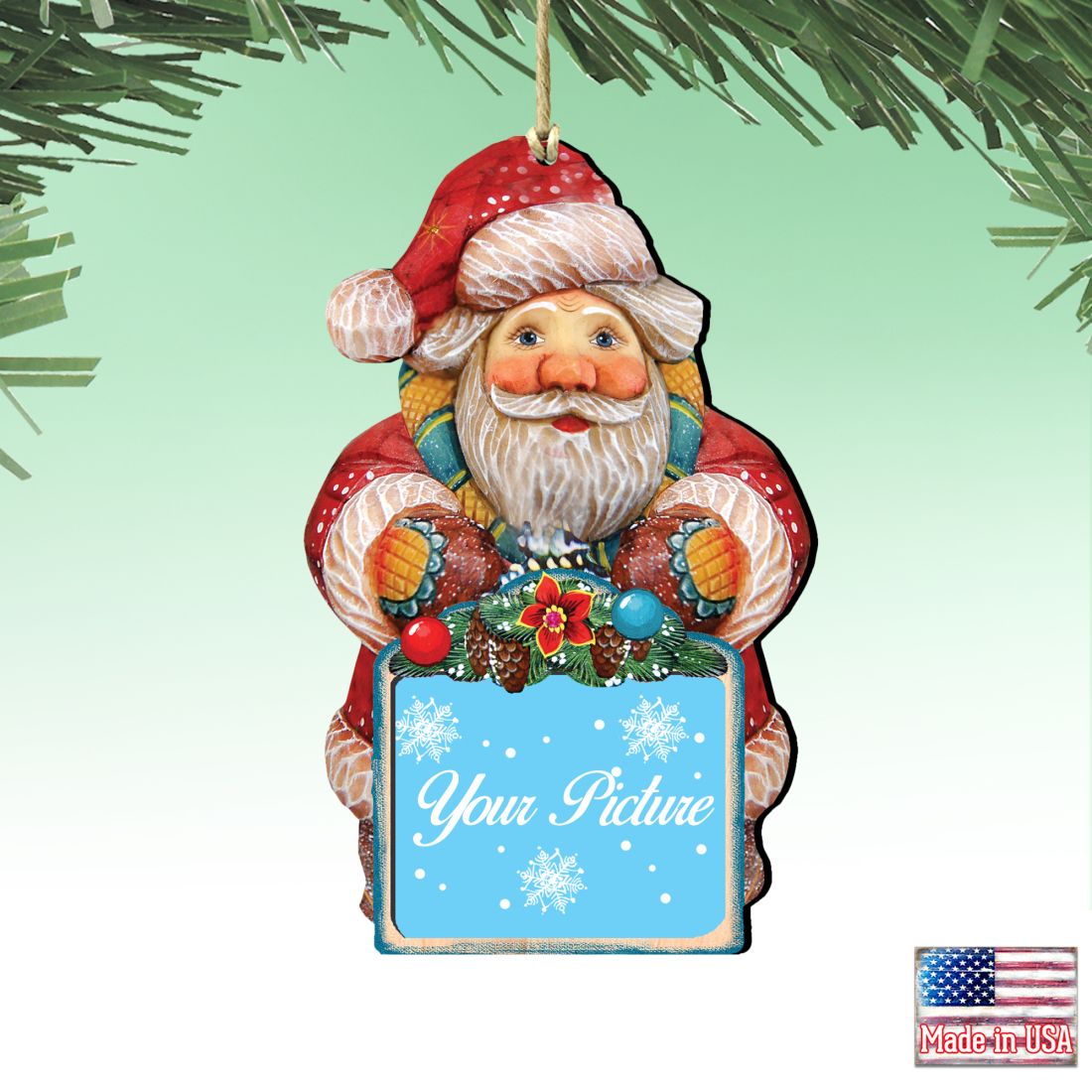 Santa Christmas Picture Frame Ornaments - Ornament for Photo - Christmas Santa Snowman Decor - 8119174PF