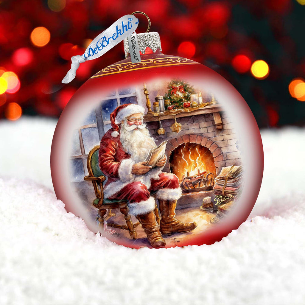 St. Nicks Nook Lg Glass Ornament by G.Debrekht - Christmas Santa Snowman Decor - 73960