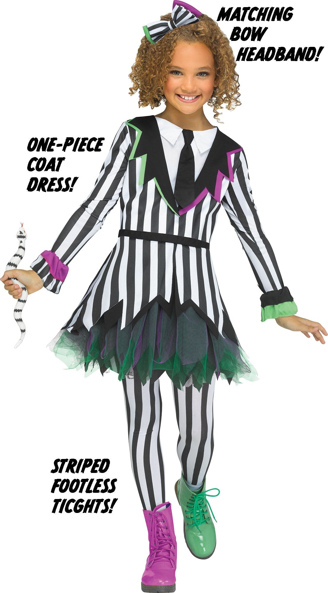 Giddy Ghostie Beetlejuice Horror Dress Child Costume Medium 8-10