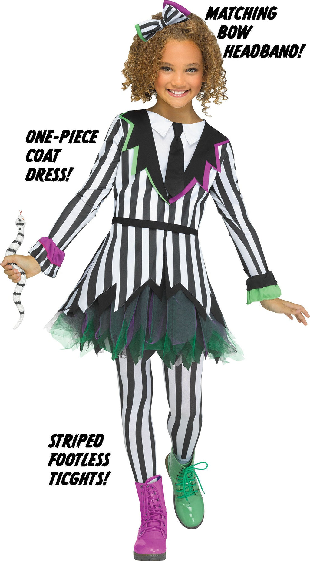 Giddy Ghostie Beetlejuice Horror Dress Child Costume Large 12-14