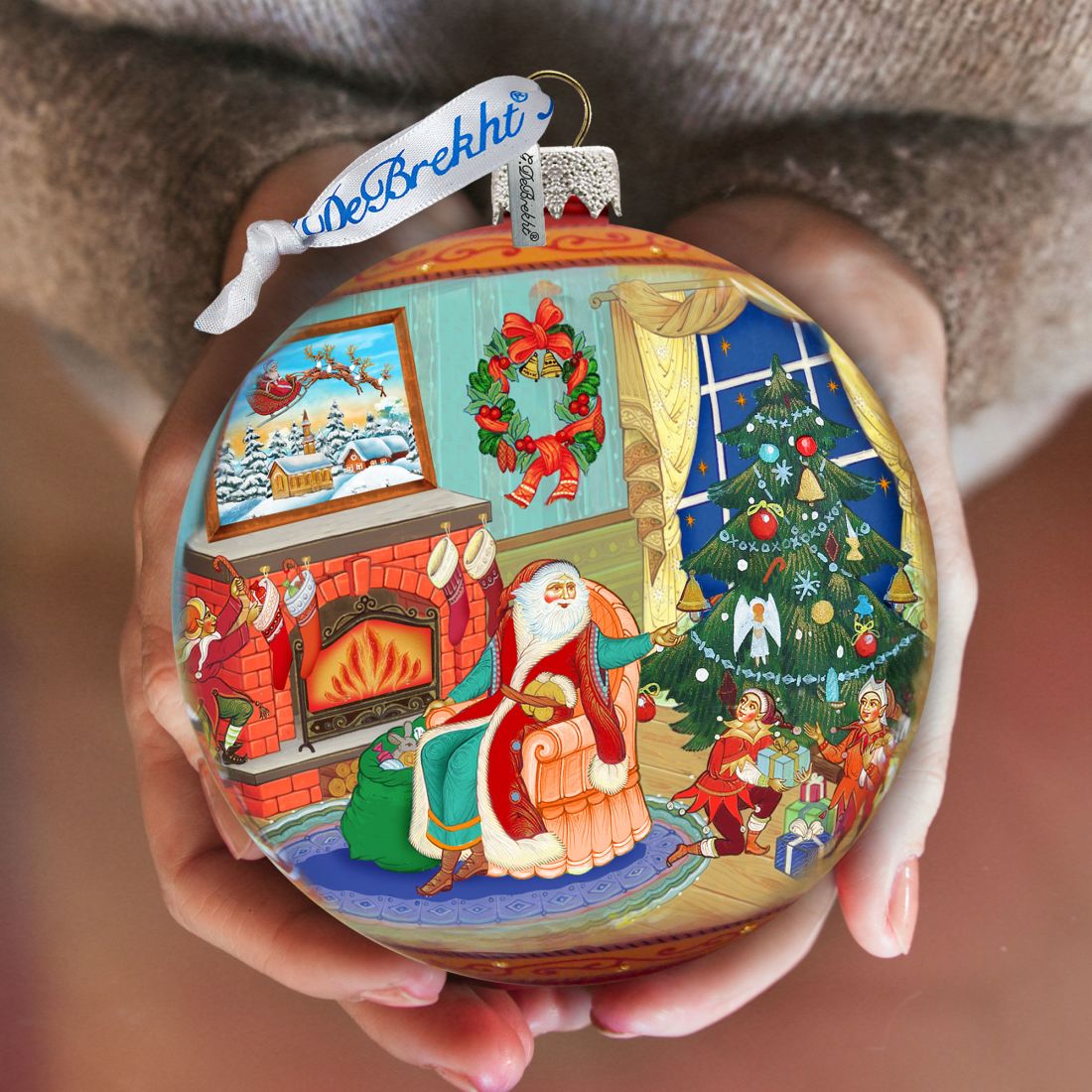 Christmas Eve Ball Glass Ornament Limited Edition by G. DeBrekht - Christmas Santa Snowman Decor - 73846