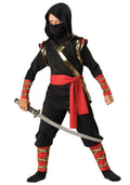InCharacter Deluxe Ninja Costume Child Black Gold and Red Size Medium 8