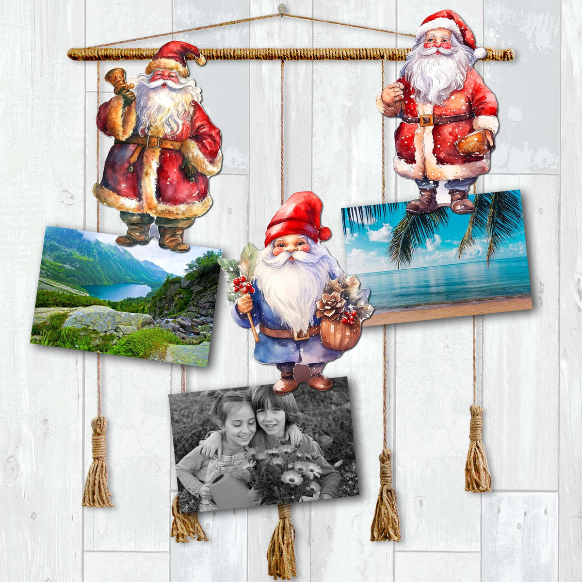 Santa Clip-On Eco Wood Decorative Ornaments Set of 3 by G. Debrekht - Christmas Decor - 8091009C-S3